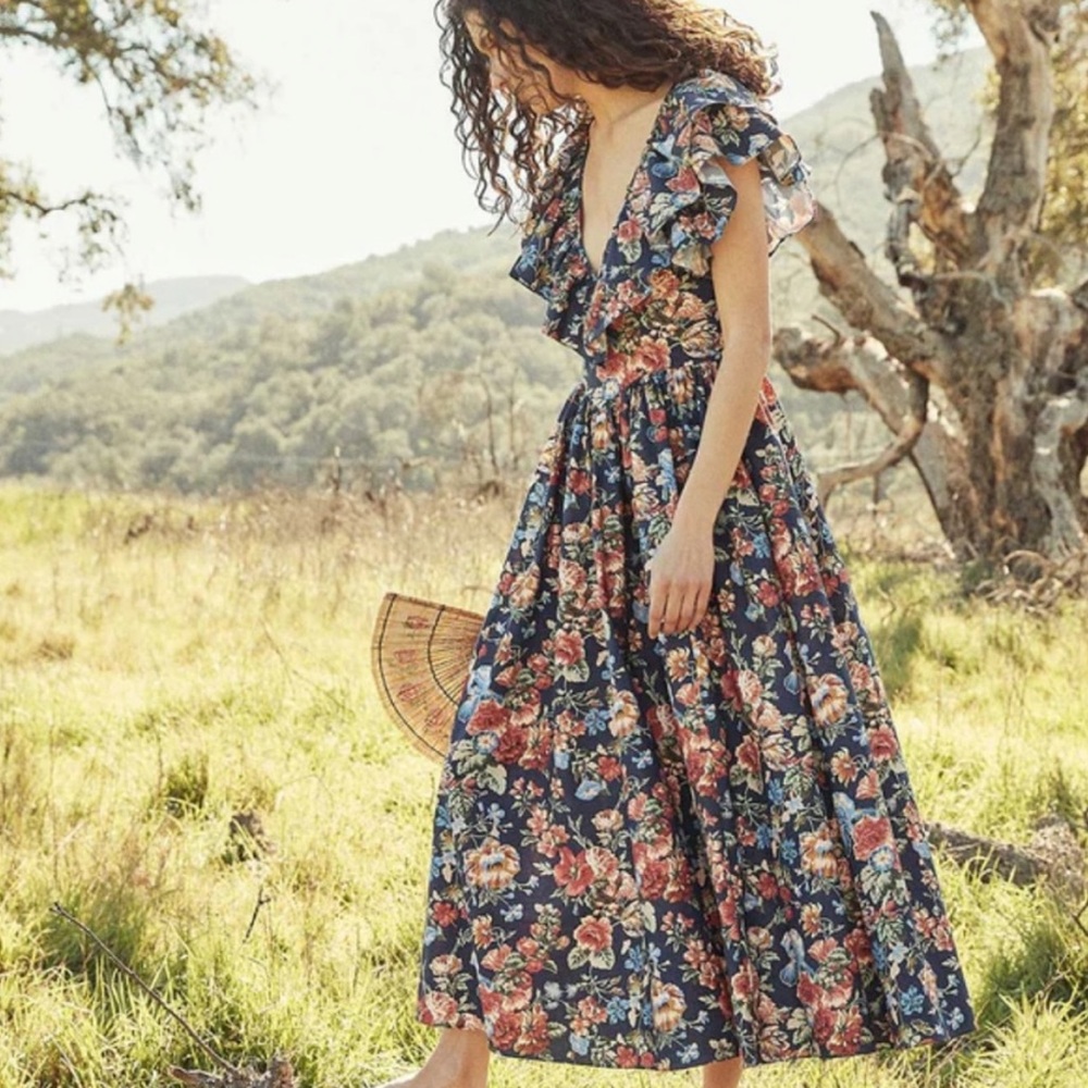 Dôen Pecos Dress with Liberty Fabric Indigo Iris Floral
